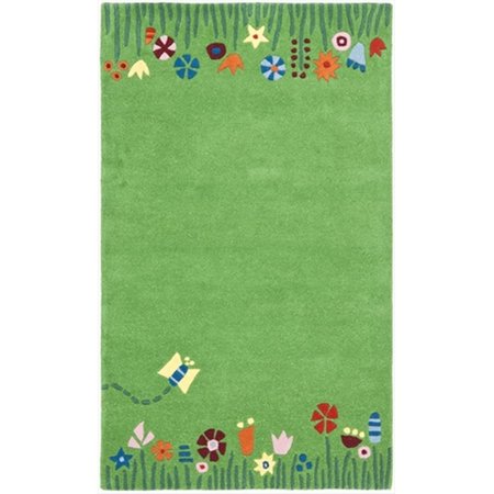 SAFAVIEH 2 x 3 ft. Accent Novelty Kids Green and Multicolor Hand Tufted Rug SFK751A-2